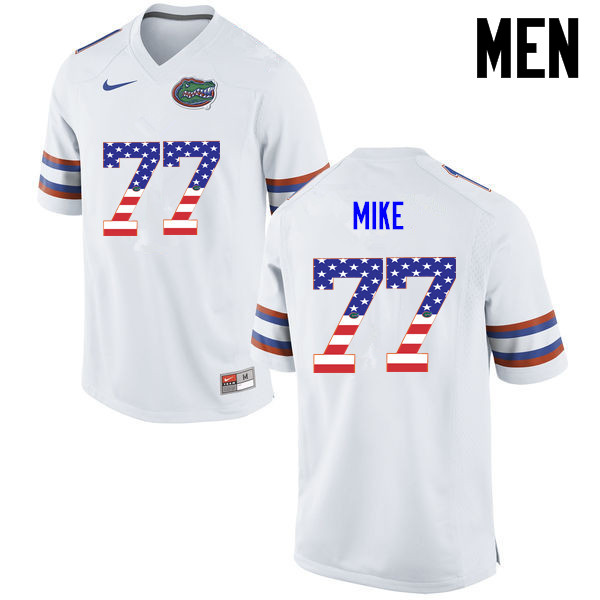 Men Florida Gators #77 Andrew Mike College Football USA Flag Fashion Jerseys-White - Click Image to Close